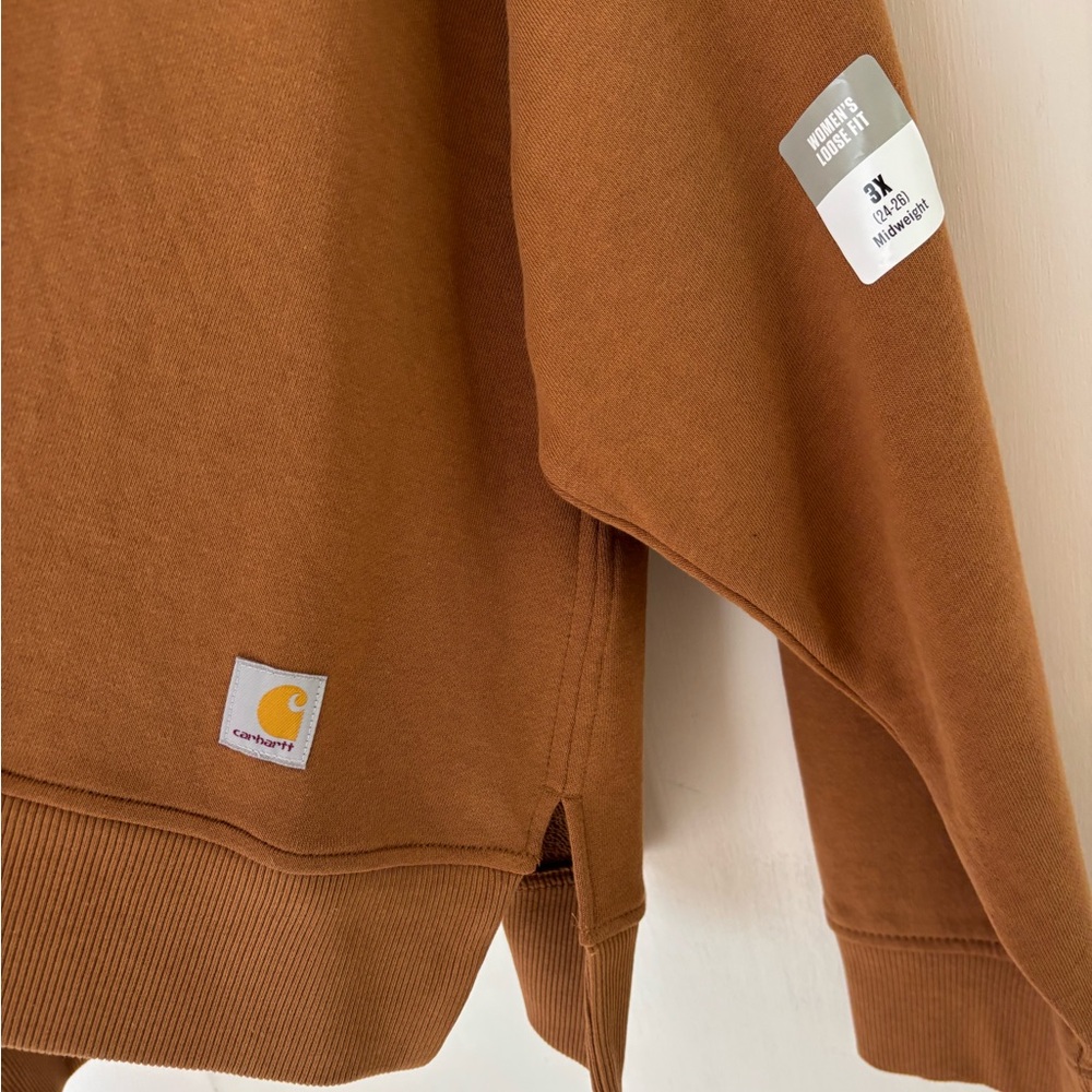 Carhartt Women’s Plus Size Brown Loose Fit Hoodie Colorful Logo Women’s Size 3X - Picture 3 of 5